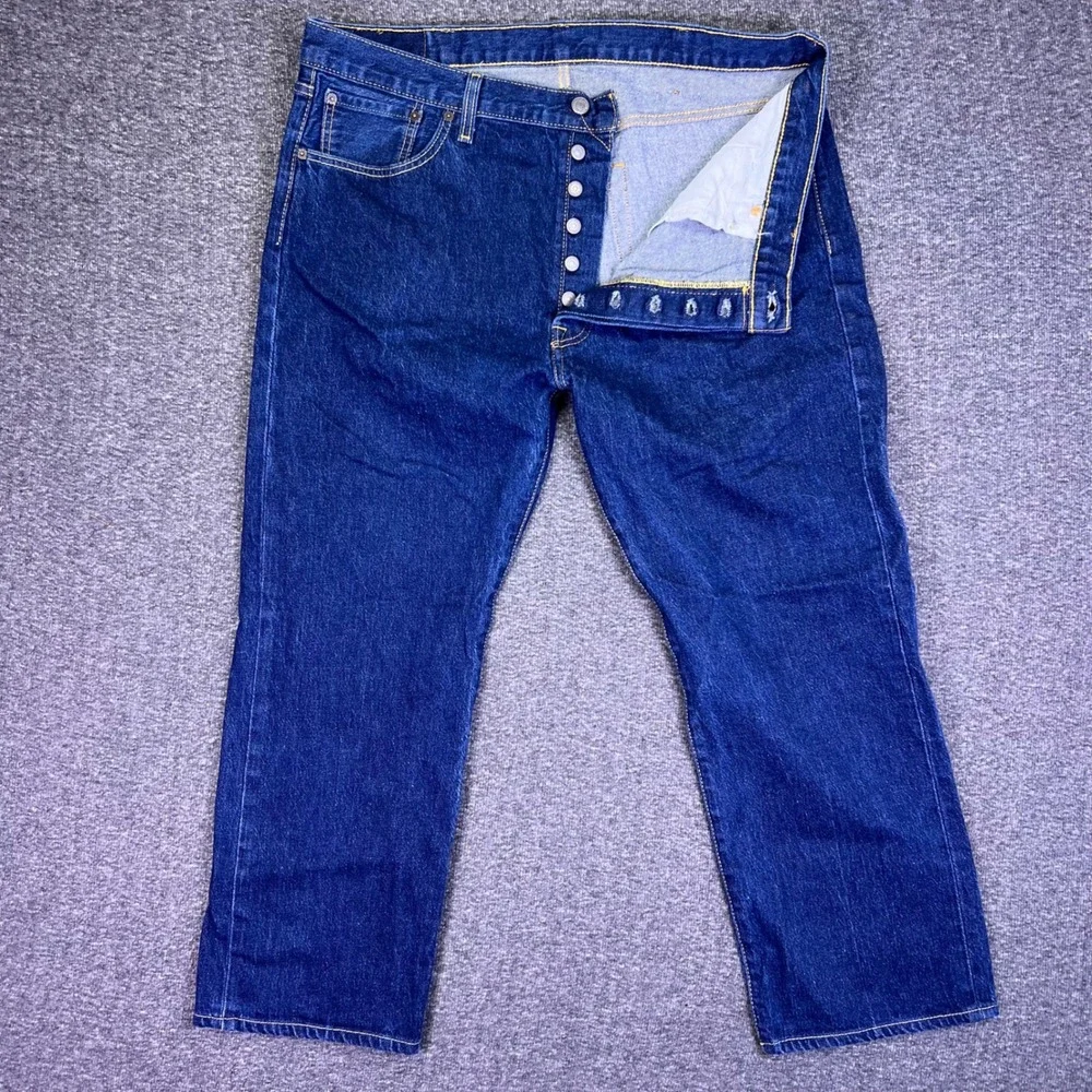 Levis 501 Jeans‎ Mens 40x30 Dark Blue Classic Original Straight Button Fly Denim